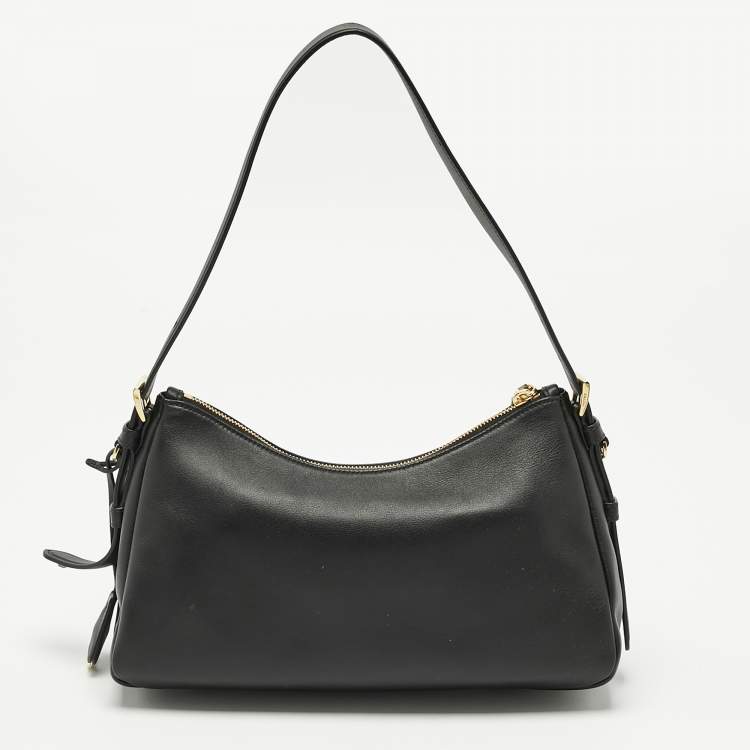 Pre Owned Prada Black Leather Medium Aimee Shoulder Bag