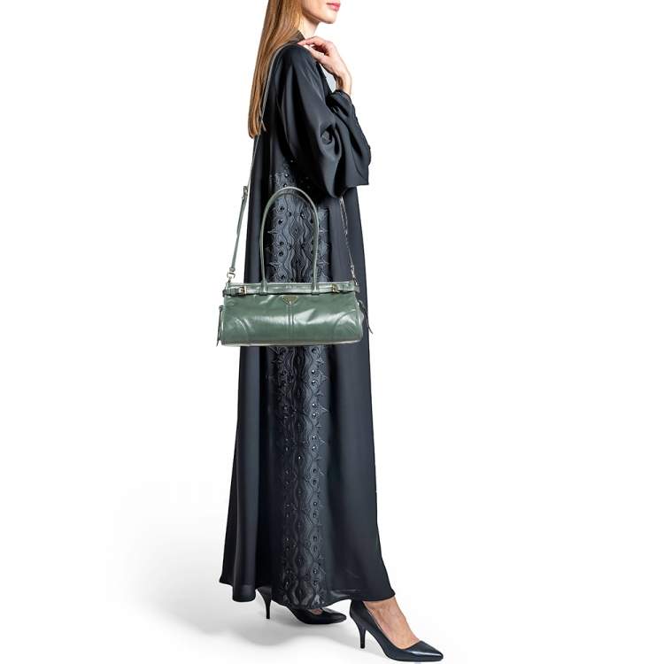 Pre Owned Prada Sage Leather Medium Bonnie Shoulder Bag