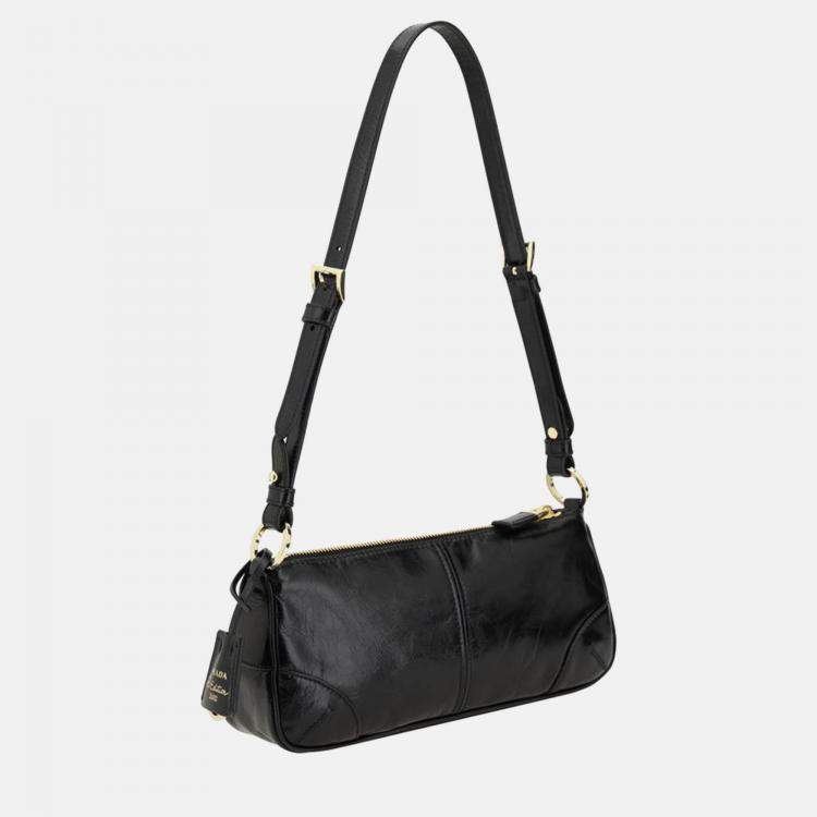 Pre Owned Prada Re-Edition 2002 Black Nylon Shoulder Bag