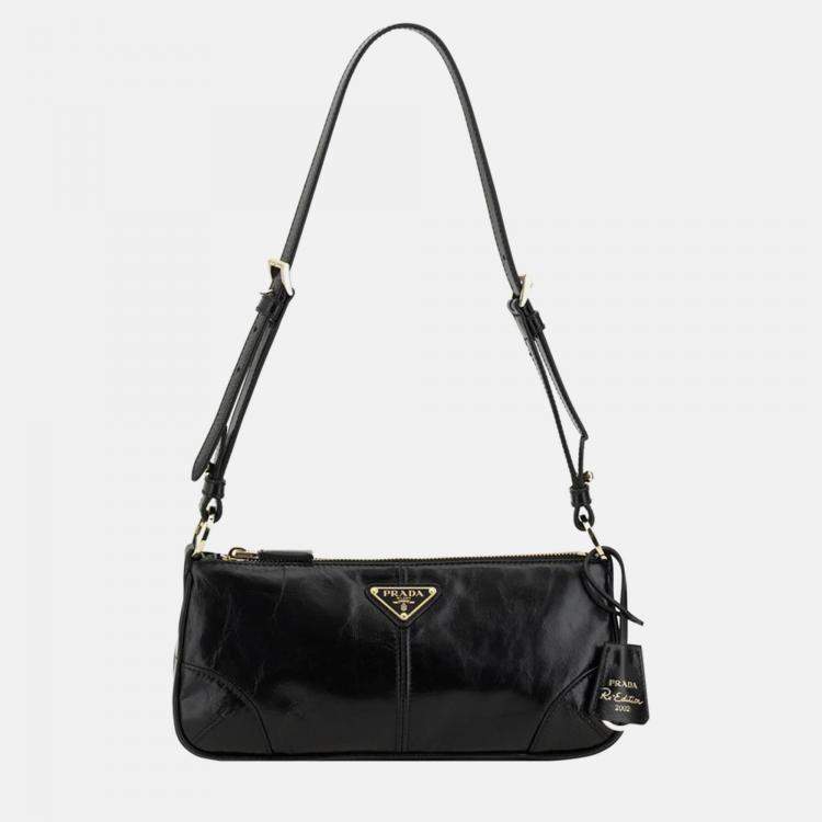 Pre Owned Prada Re-Edition 2002 Black Nylon Shoulder Bag