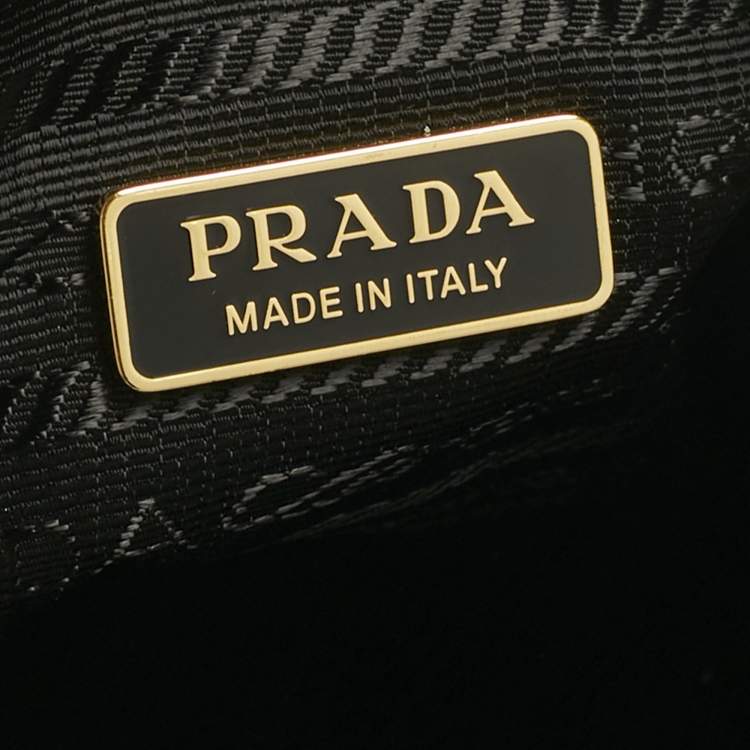 Pre Owned Prada White Patent Leather Duet Bucket Bag