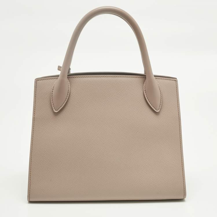 Pre Owned Prada Dusty Pink Saffiano Cuir Leather Small Monochrome Tote