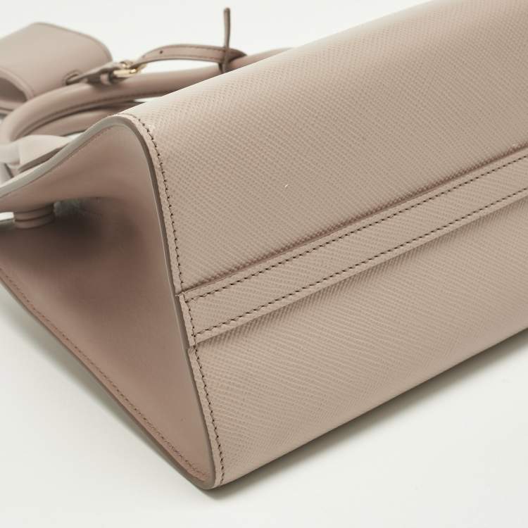 Pre Owned Prada Dusty Pink Saffiano Cuir Leather Small Monochrome Tote