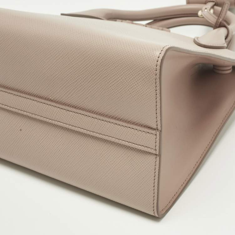 Pre Owned Prada Dusty Pink Saffiano Cuir Leather Small Monochrome Tote