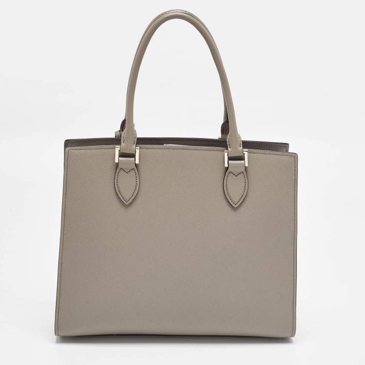 Pre Owned Prada Medium Dark Beige Saffiano Lux Leather Tote