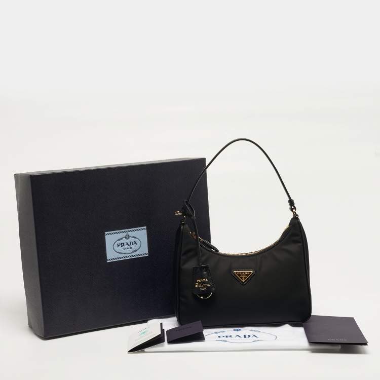 Pre Owned Prada Re-Edition 2005 Mini Black Re-Nylon and Saffiano Leather Bag