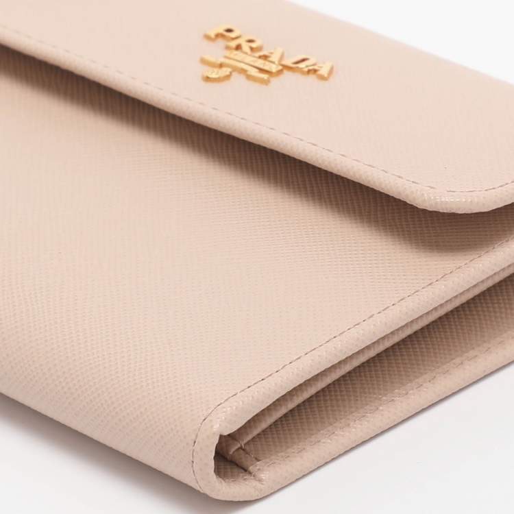 Pre Owned Prada Pink Saffiano Metal Leather Bifold Wallet