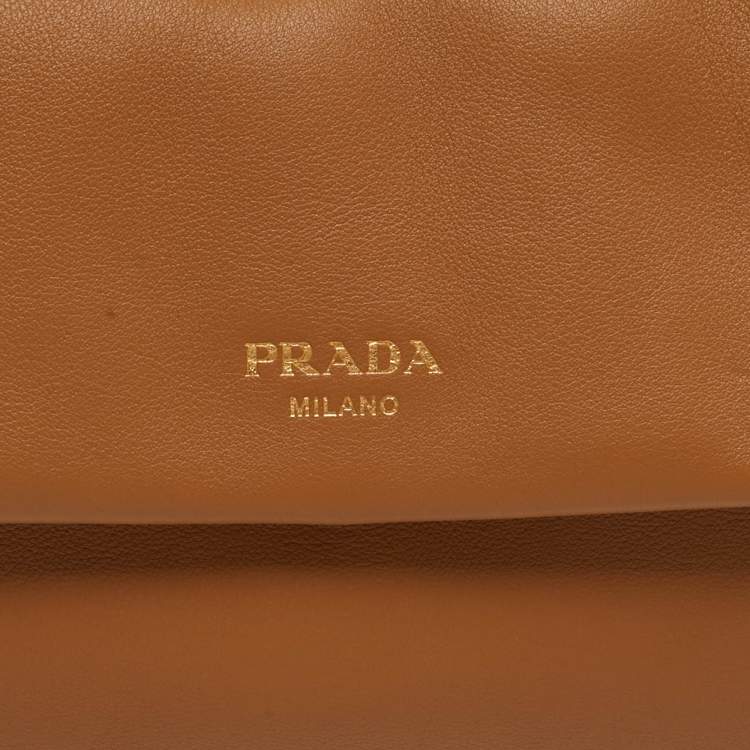 Pre Owned Prada Doux Brown Leather Shoulder Bag