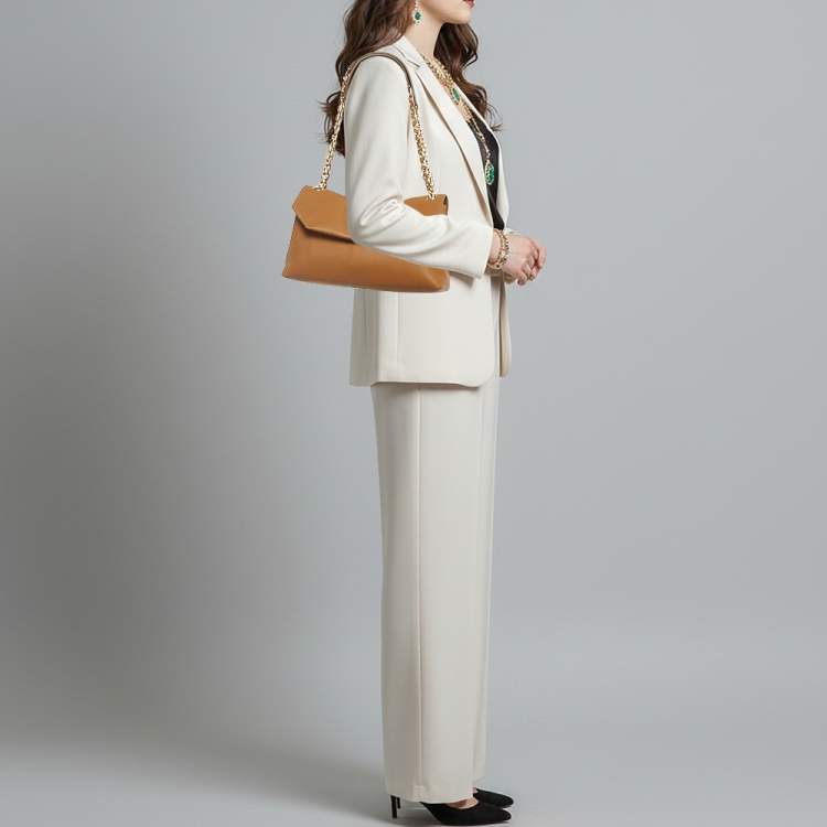 Pre Owned Prada Doux Brown Leather Shoulder Bag