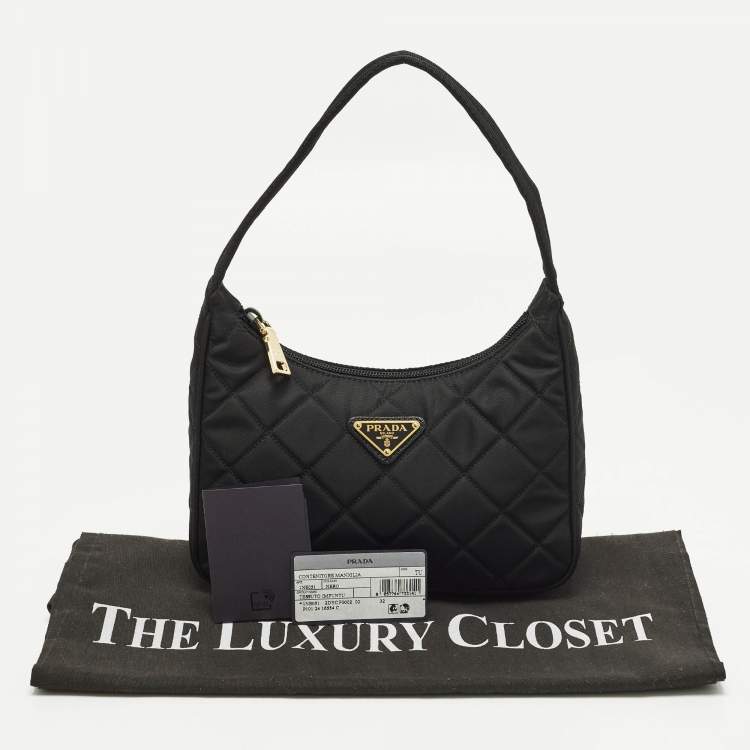Pre Owned حقيبة كتف برادا نايلون مبطن أسود ري-نايلون تيسوتو