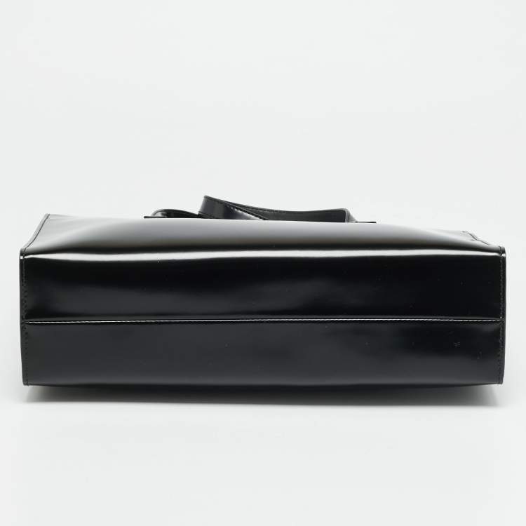 Pre Owned Prada Re Edition 1995 Black Glossy Leather Tote
