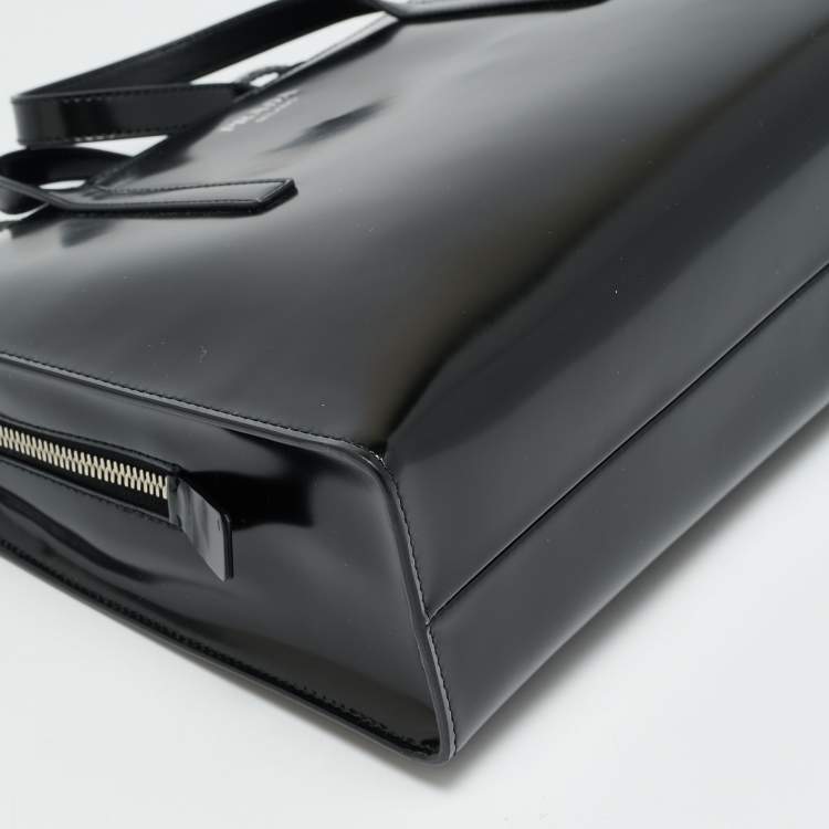 Pre Owned Prada Re Edition 1995 Black Glossy Leather Tote