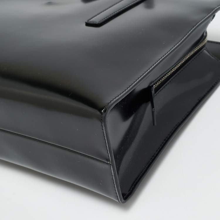 Pre Owned Prada Re Edition 1995 Black Glossy Leather Tote