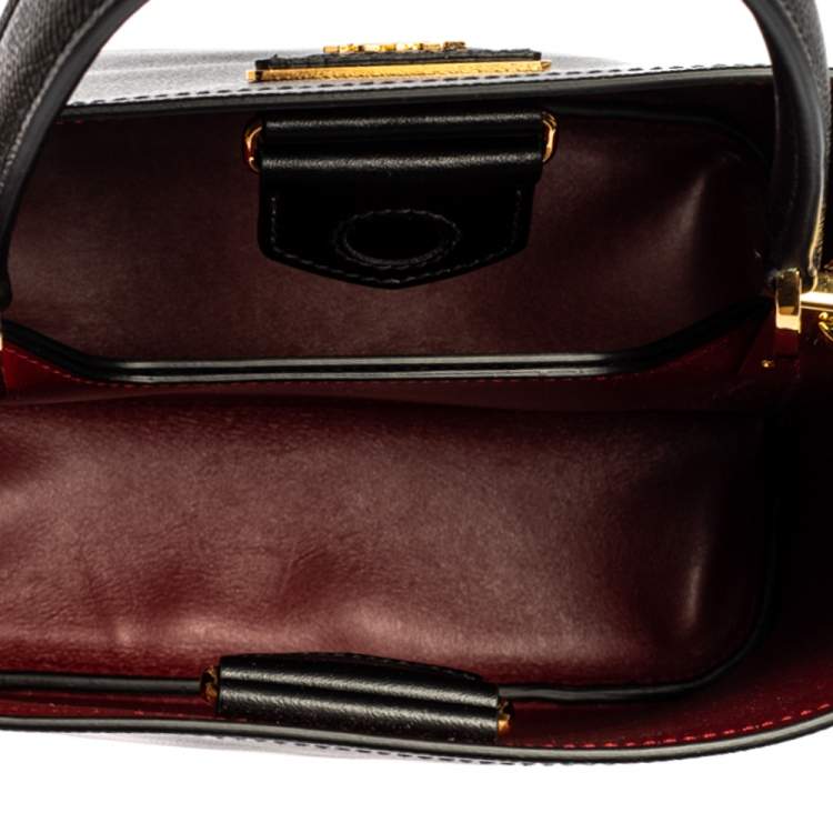 Pre Owned Prada Black Saffiano Leather Medium Panier Top Handle Bag