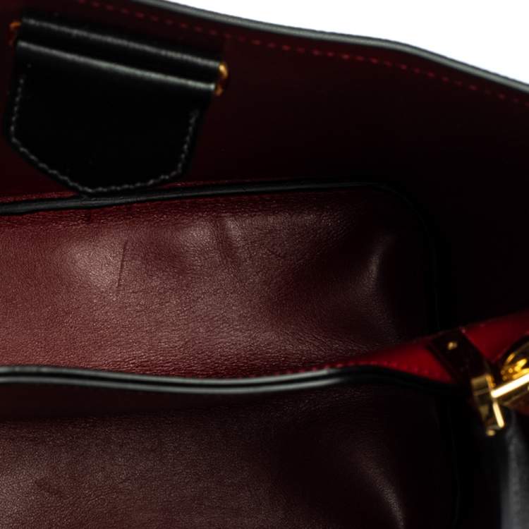 Pre Owned Prada Black Saffiano Leather Medium Panier Top Handle Bag