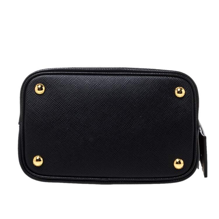 Pre Owned Prada Black Saffiano Leather Medium Panier Top Handle Bag