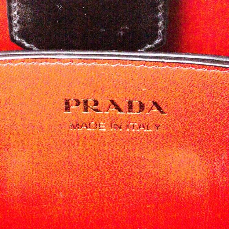Pre Owned Prada Black Saffiano Leather Medium Panier Top Handle Bag