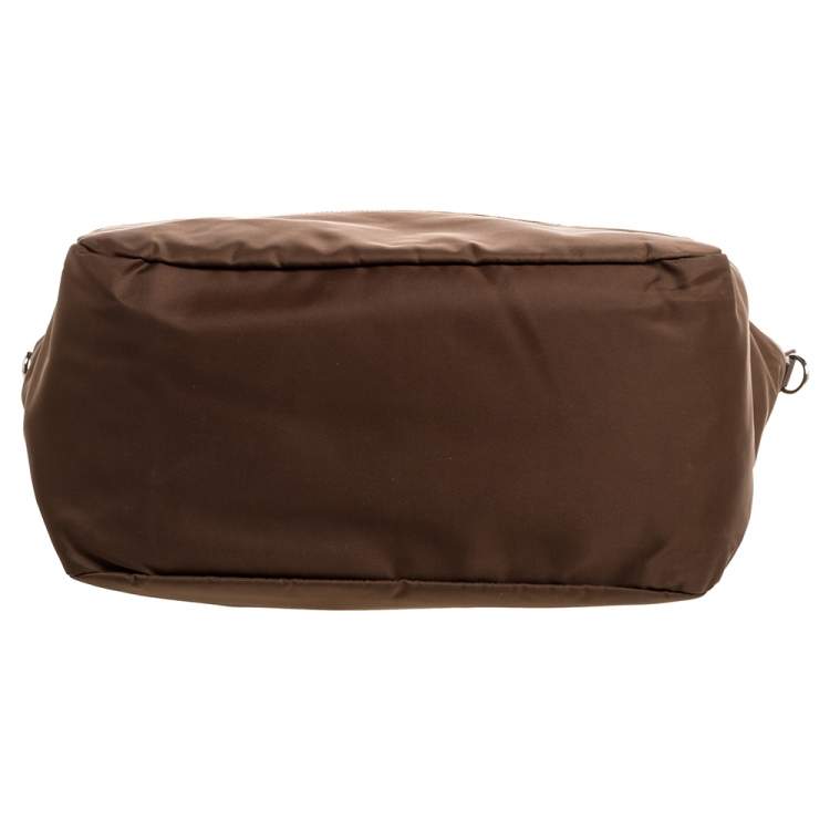 Pre Owned Prada Brown Tessuto Nylon Front Pocket Shopper Tote