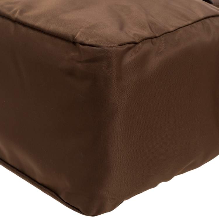 Pre Owned Prada Brown Tessuto Nylon Front Pocket Shopper Tote