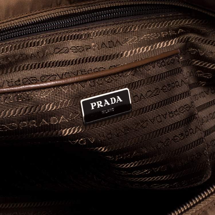 Pre Owned Prada Brown Tessuto Nylon Front Pocket Shopper Tote