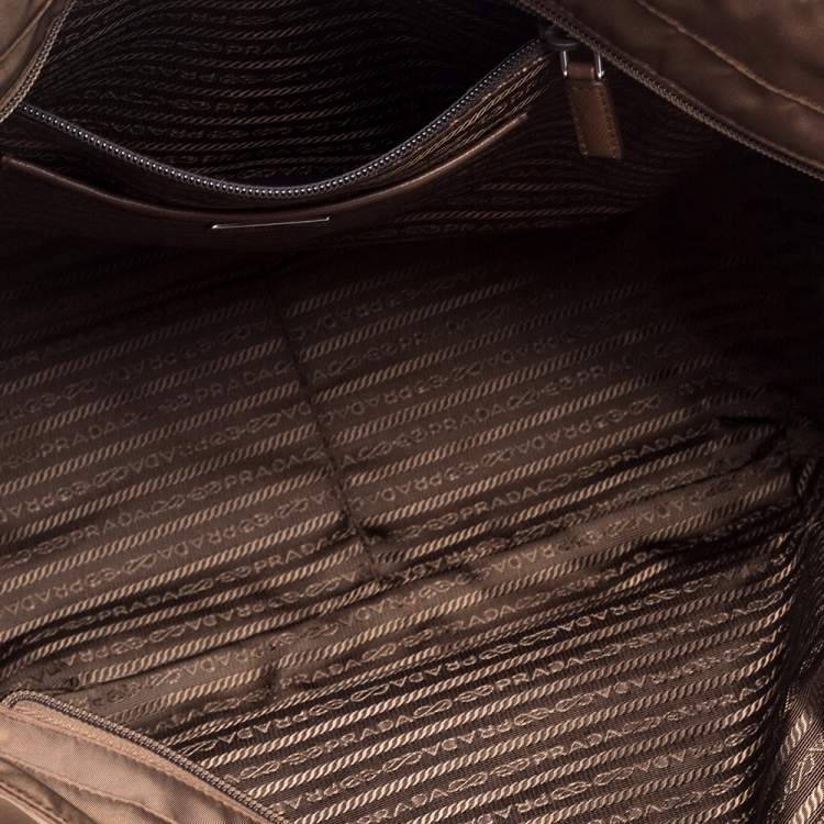 Pre Owned Prada Brown Tessuto Nylon Front Pocket Shopper Tote