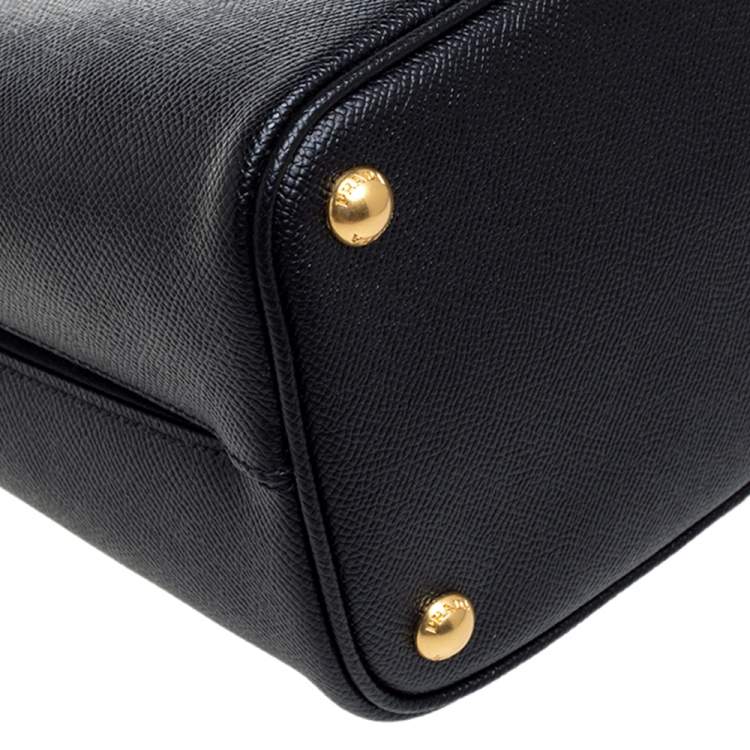 Pre Owned Prada Black Leather Medium Panier Top Handle Bag