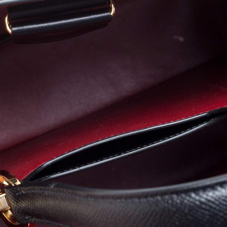 Pre Owned Prada Black Leather Medium Panier Top Handle Bag