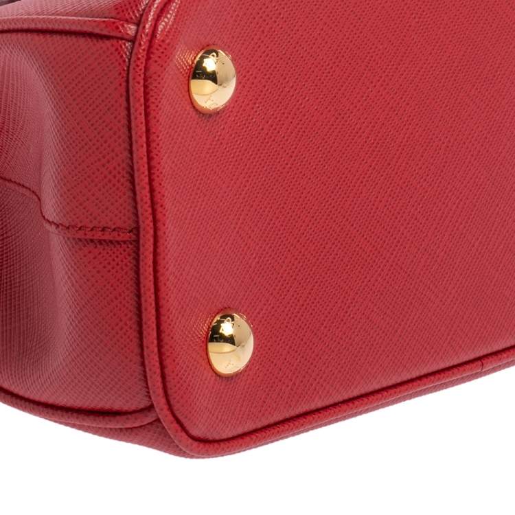 Pre Owned Prada Red Saffiano Lux Leather Micro Galleria Tote