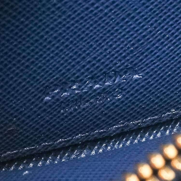 Pre Owned Prada Blue Saffiano Leather Bow Flap Wristlet