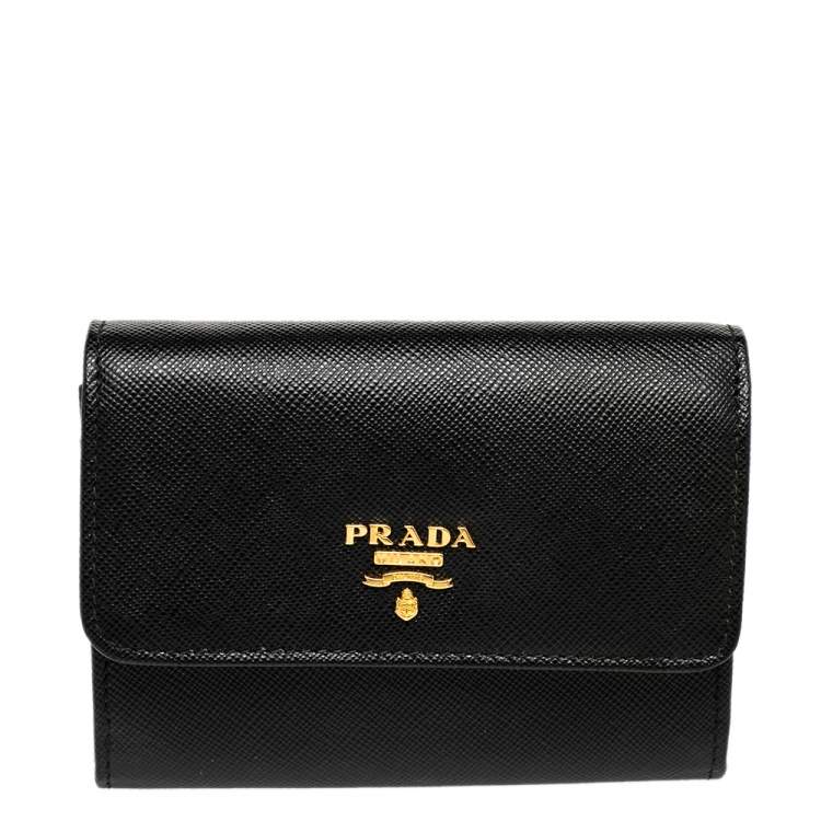 Prada Black Saffiano Metal Leather 1M1442 Wristlet Wallet Prada | TLC