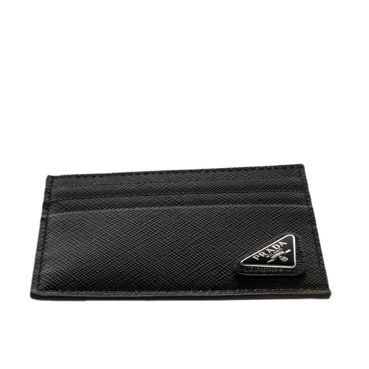 Pre Owned Prada Black Leather Card Holder