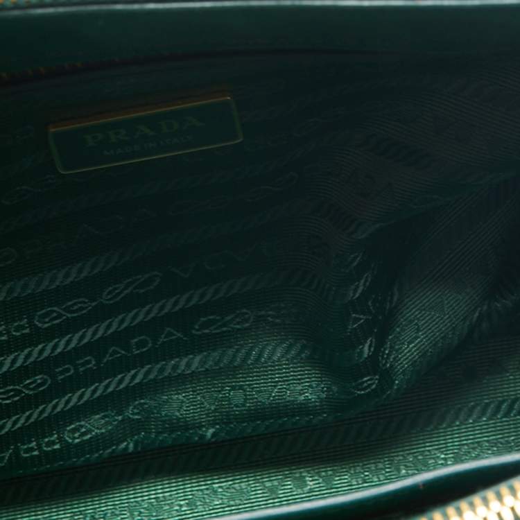 Pre Owned Prada Green Saffiano Lux Leather Mini Galleria Tote
