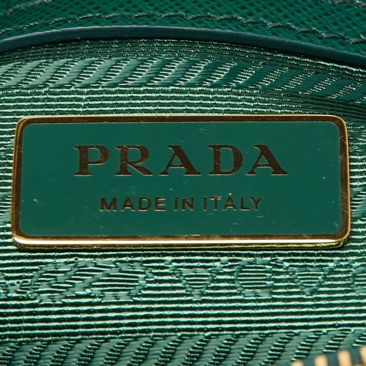 Pre Owned Prada Green Saffiano Lux Leather Mini Galleria Tote