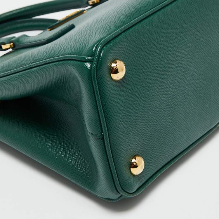 Pre Owned Prada Green Saffiano Lux Leather Mini Galleria Tote
