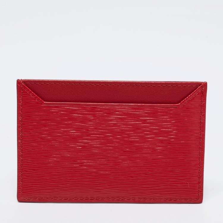 Pre Owned Prada Red Vitello Move Leather Card Holder