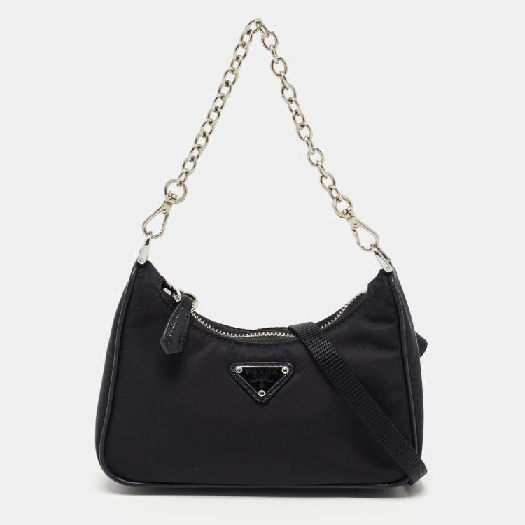 Prada Black Saffiano Leather and Nylon Logo Flap Shoulder Bag Prada | The  Luxury Closet