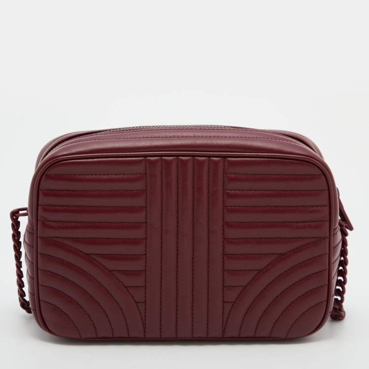 Pre Owned Prada Red Diagramme Leather Camera Shoulder Bag