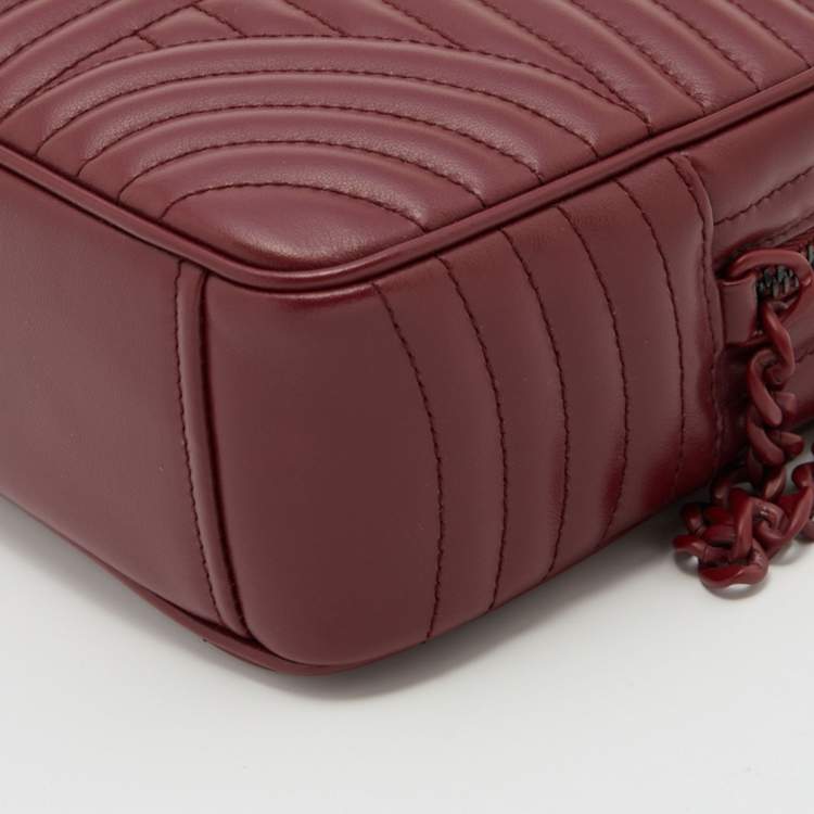 Pre Owned Prada Red Diagramme Leather Camera Shoulder Bag