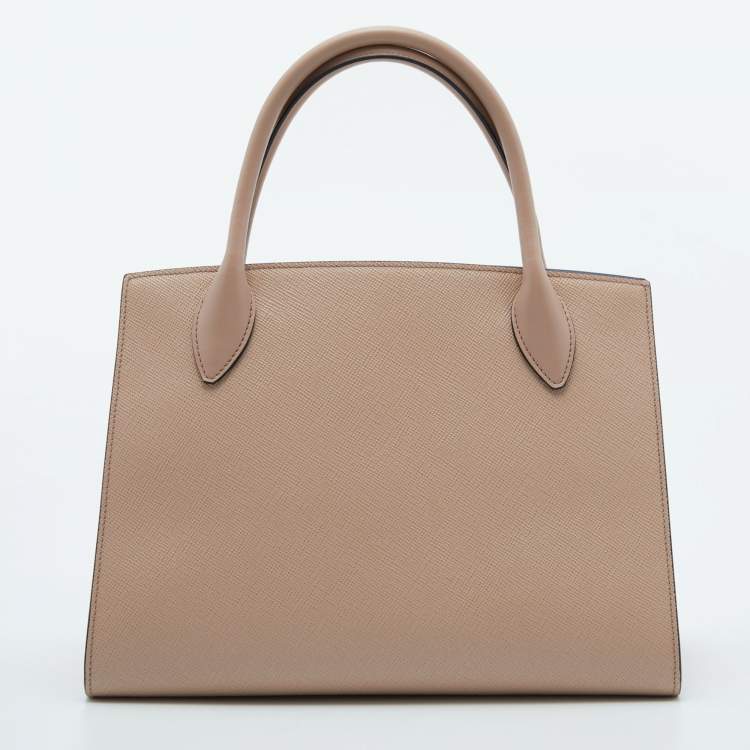 Pre Owned Prada Beige Saffiano Leather Small Monochrome Tote