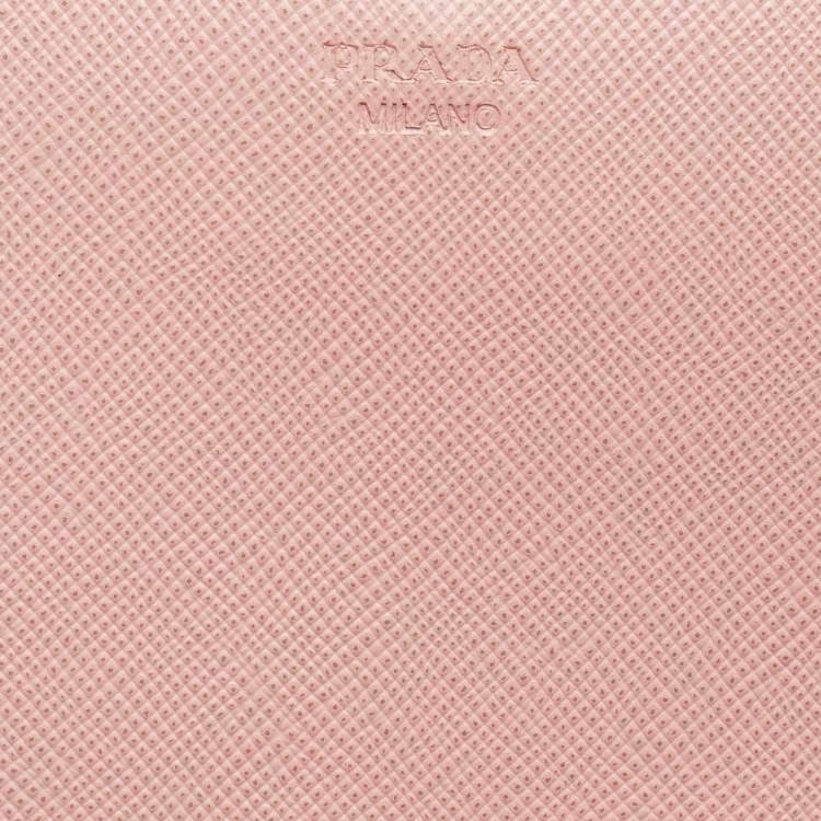 Pre Owned Prada Pink Saffiano Leather Wallet on Chain