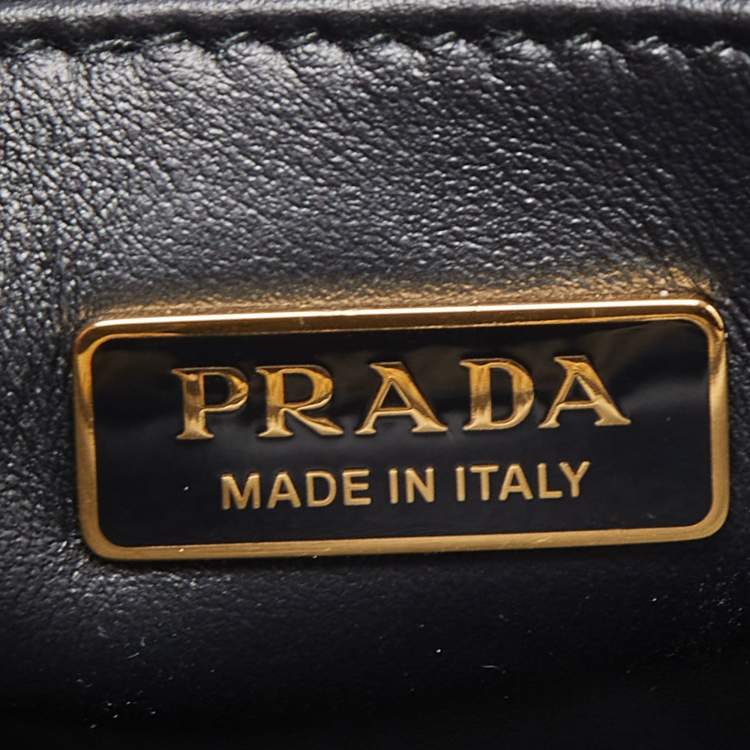 Pre Owned Prada Black/Cream Jacquard Fabric Symbole Embroidered Mini Tote