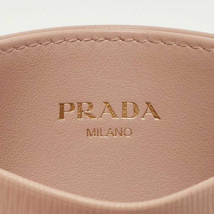 Pre Owned Prada Beige Vitello Move Leather Card Holder