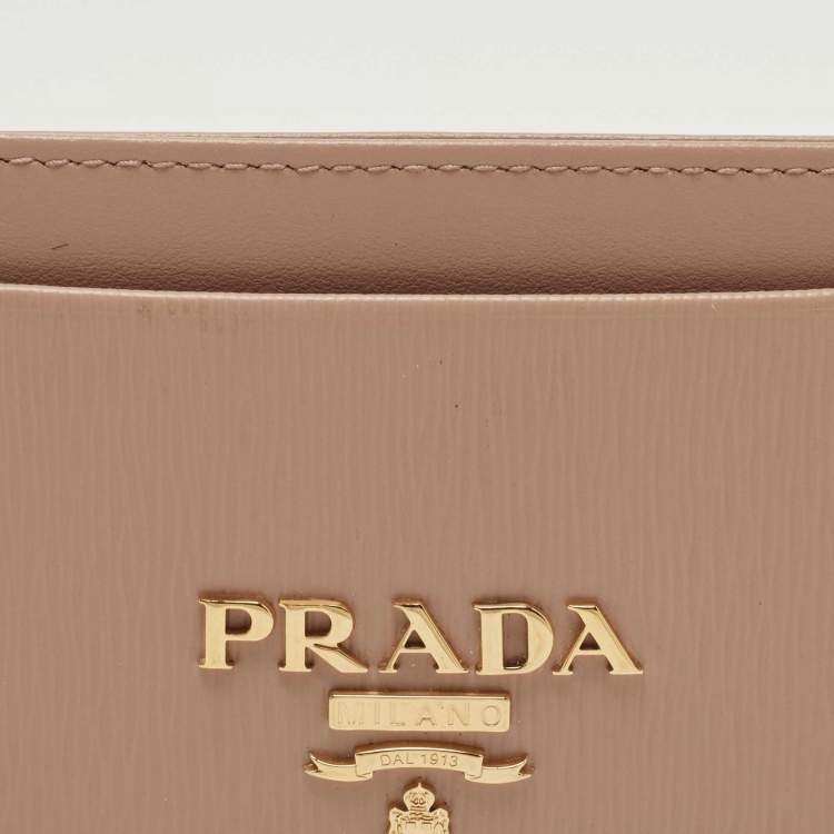 Pre Owned Prada Beige Vitello Move Leather Card Holder