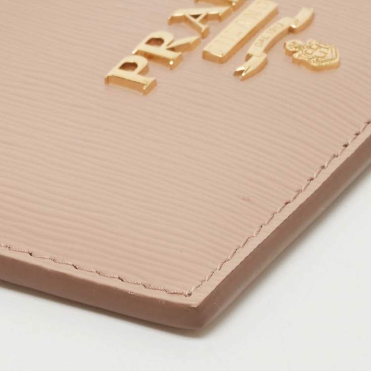 Pre Owned Prada Beige Vitello Move Leather Card Holder