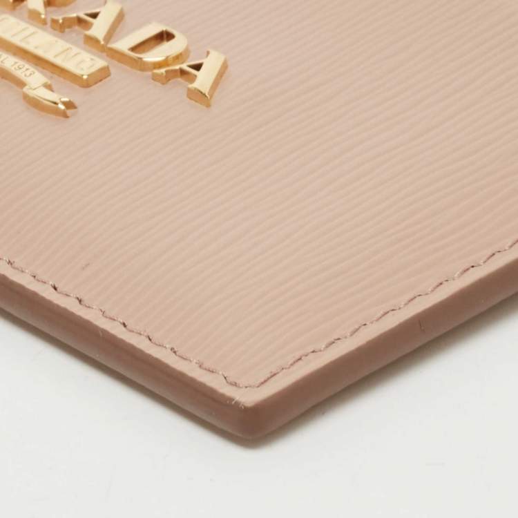 Pre Owned Prada Beige Vitello Move Leather Card Holder
