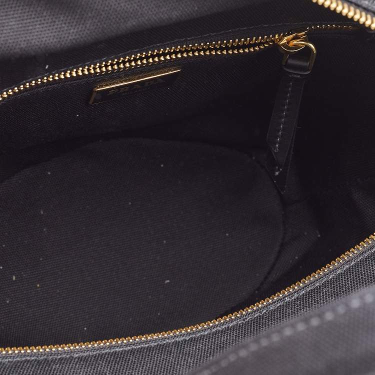 Pre Owned Prada Black/Natural Panier Wicker and Canvas Basket Tote 