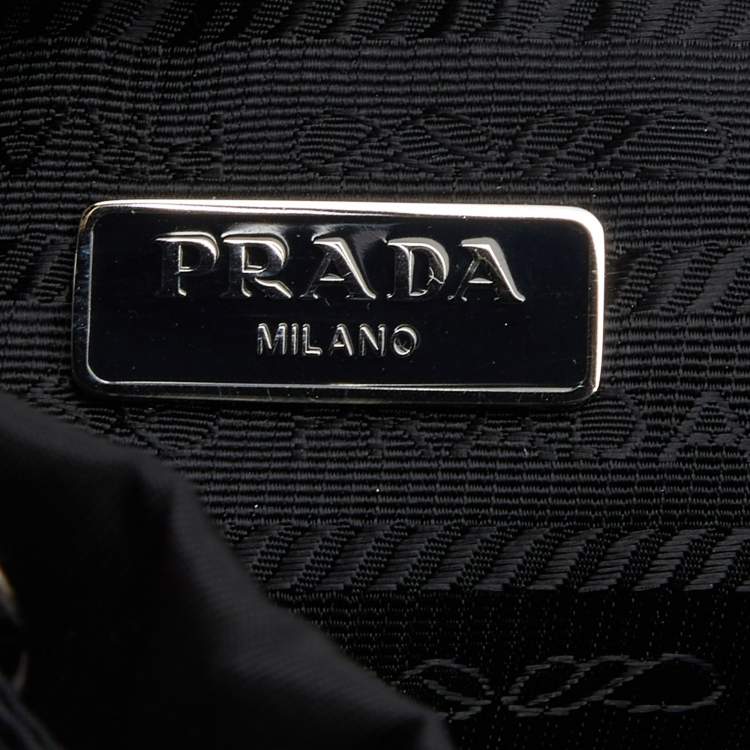 Pre Owned Prada Black Re-Nylon and Saffiano Leather Bucket Wristlet