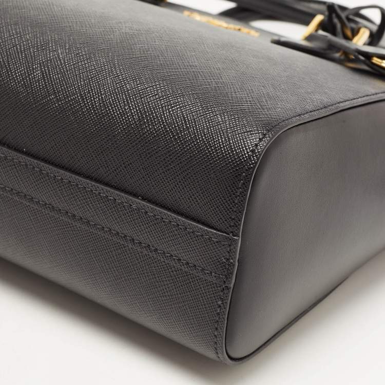 Pre Owned Prada Black Saffiano Lux Leather Galleria Zip Tote