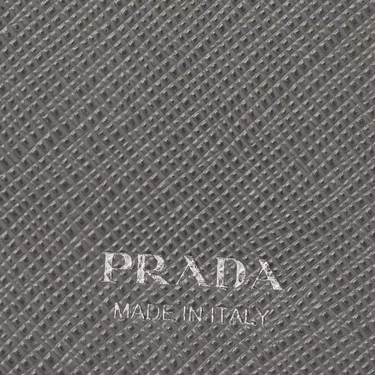 Pre Owned Prada Grey Saffiano Leather Trifold Wallet