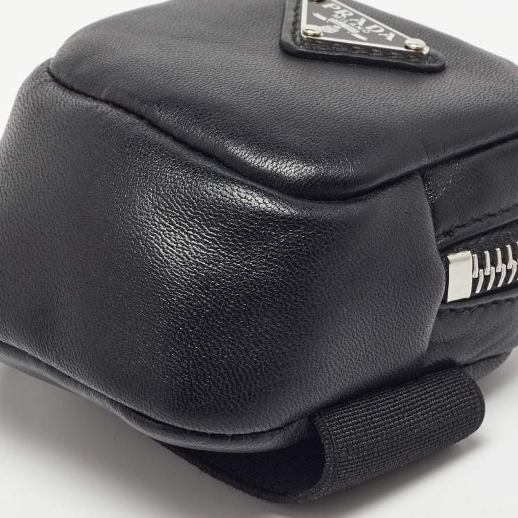 Pre Owned Prada Black Leather Zipped Arm Pouch